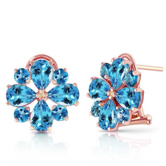 14K GOLD FRENCH CLIPS EARRING W NATURAL BLUE TOPAZ